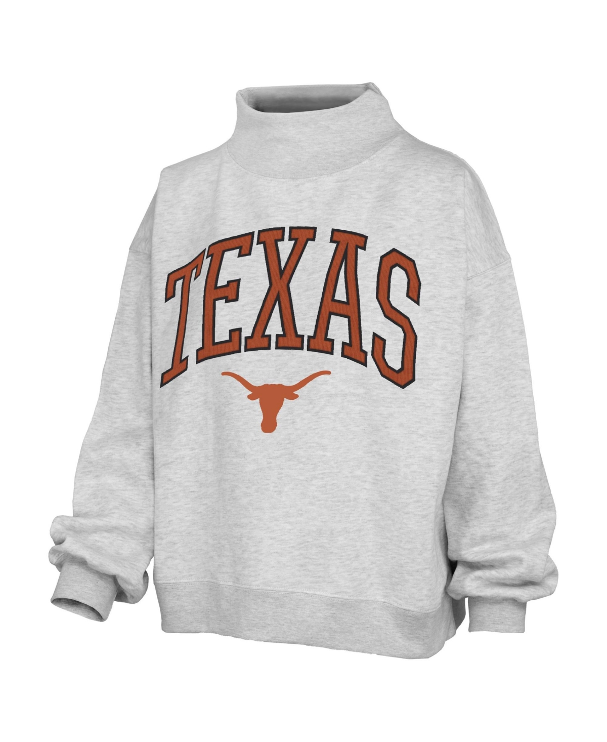 Pressbox Women's Texas Longhorns Nelson Texture Lingo Oversized Graphic Long-Sleeve Mock Neck Sweatshirt