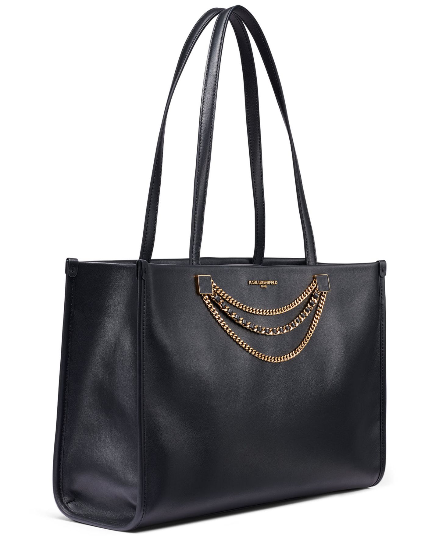Женская сумка KARL LAGERFELD PARIS Jade Large Leather Laptop Tote, цвет: Чёрный / Золотой — фото 6