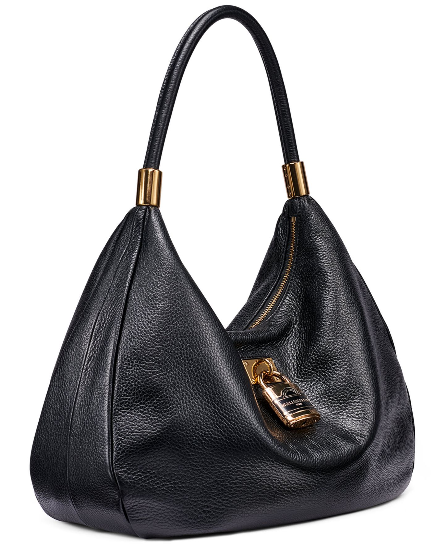 Женская сумка KARL LAGERFELD PARIS Maelynn Large Leather Hobo, цвет: Чёрный / Золотой — фото 6