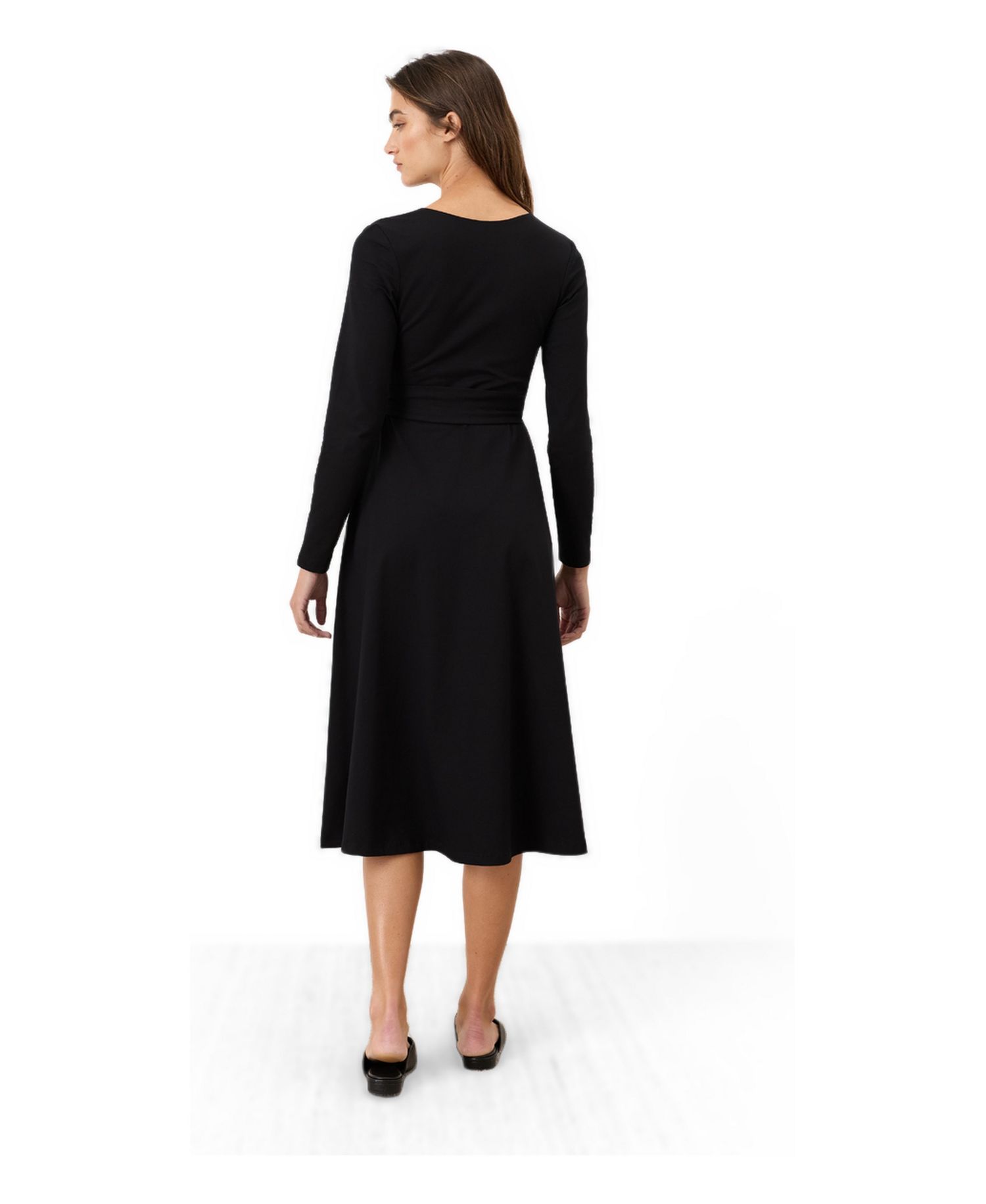 Women's Fit and Flare Wrap Long-Sleeve Dress