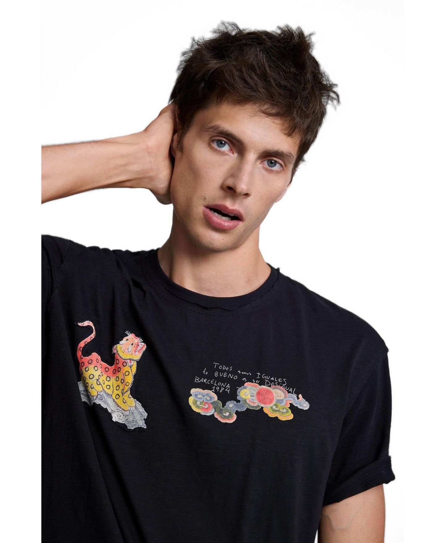 Мужская футболка Desigual Graphic Crew Neck, цвет: Чёрный — фото 3