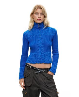 Women's Long-Sleeve Full-Zip Mock Neck Cardigan