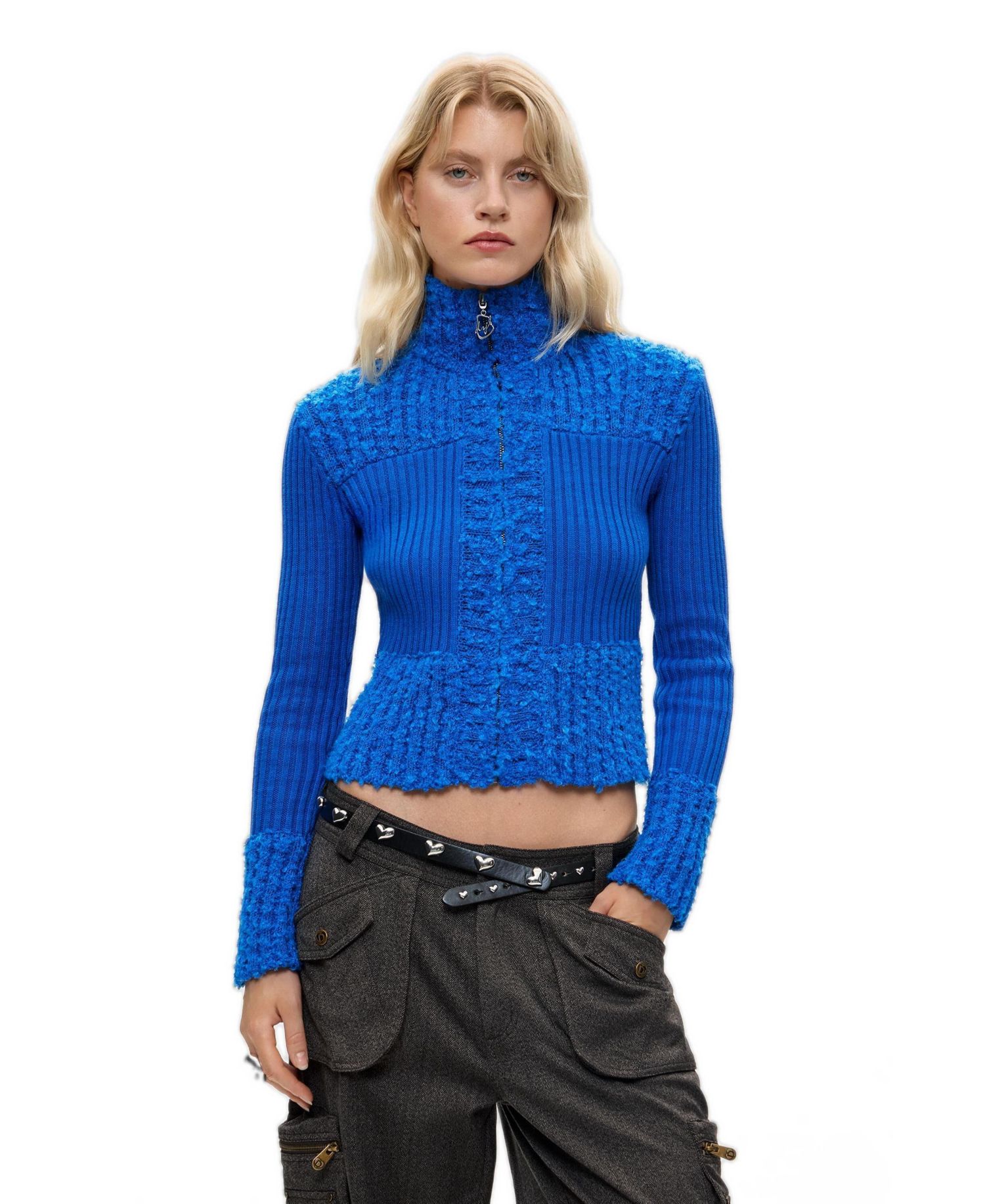 Women's Long-Sleeve Full-Zip Mock Neck Cardigan
