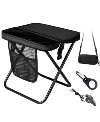 Folding Camping Stool with Pockets Whistle Water Holder