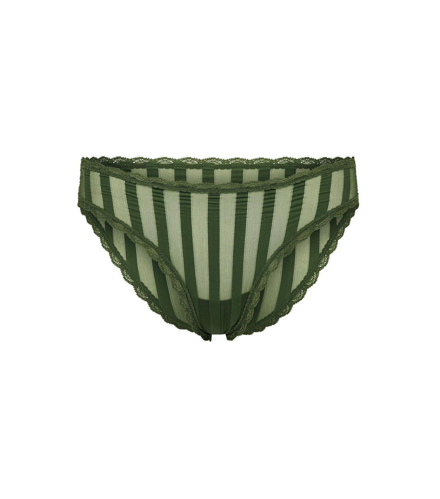 Plus Size Juno Cheeky Striped Mesh Lace Trim Panty