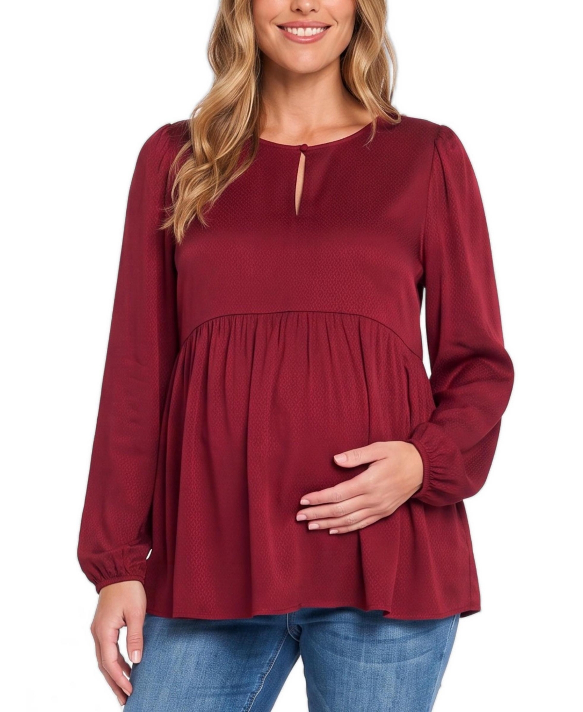 Motherhood Maternity Bishop-Sleeve Keyhole Empire Waist Blouse