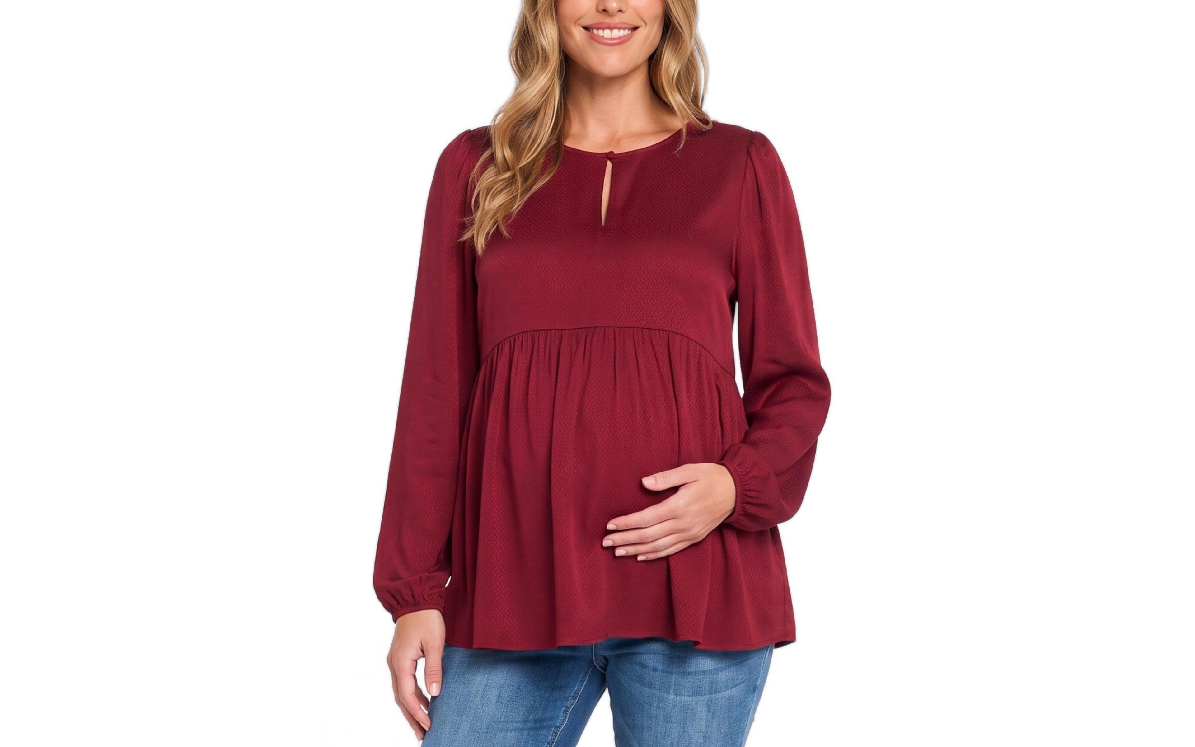 Motherhood Maternity Bishop-Sleeve Keyhole Empire Waist Blouse