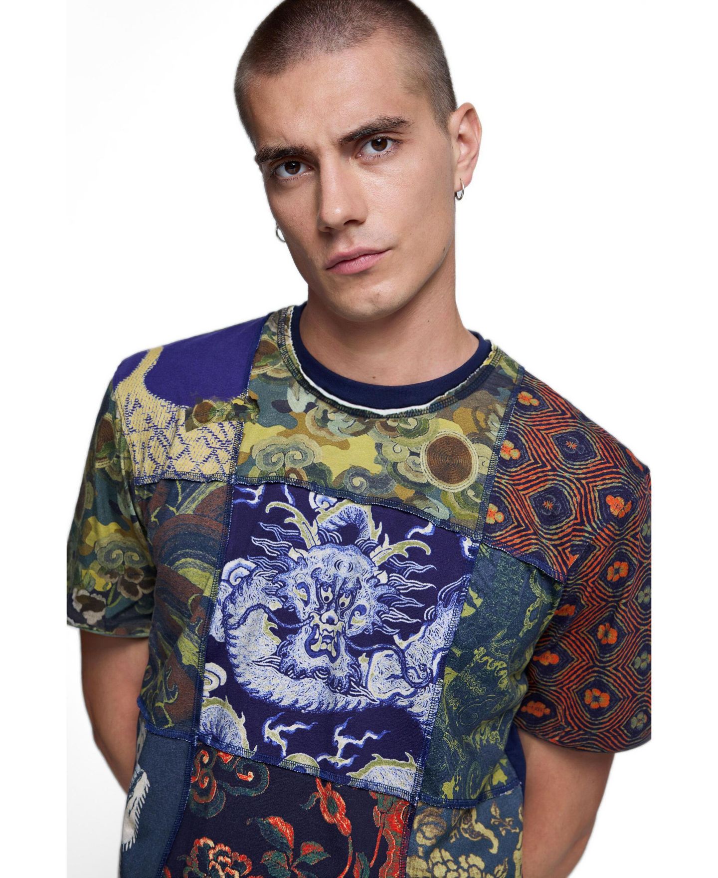 Мужская футболка Desigual Patchwork Print, цвет: Тёмно-синий — фото 3