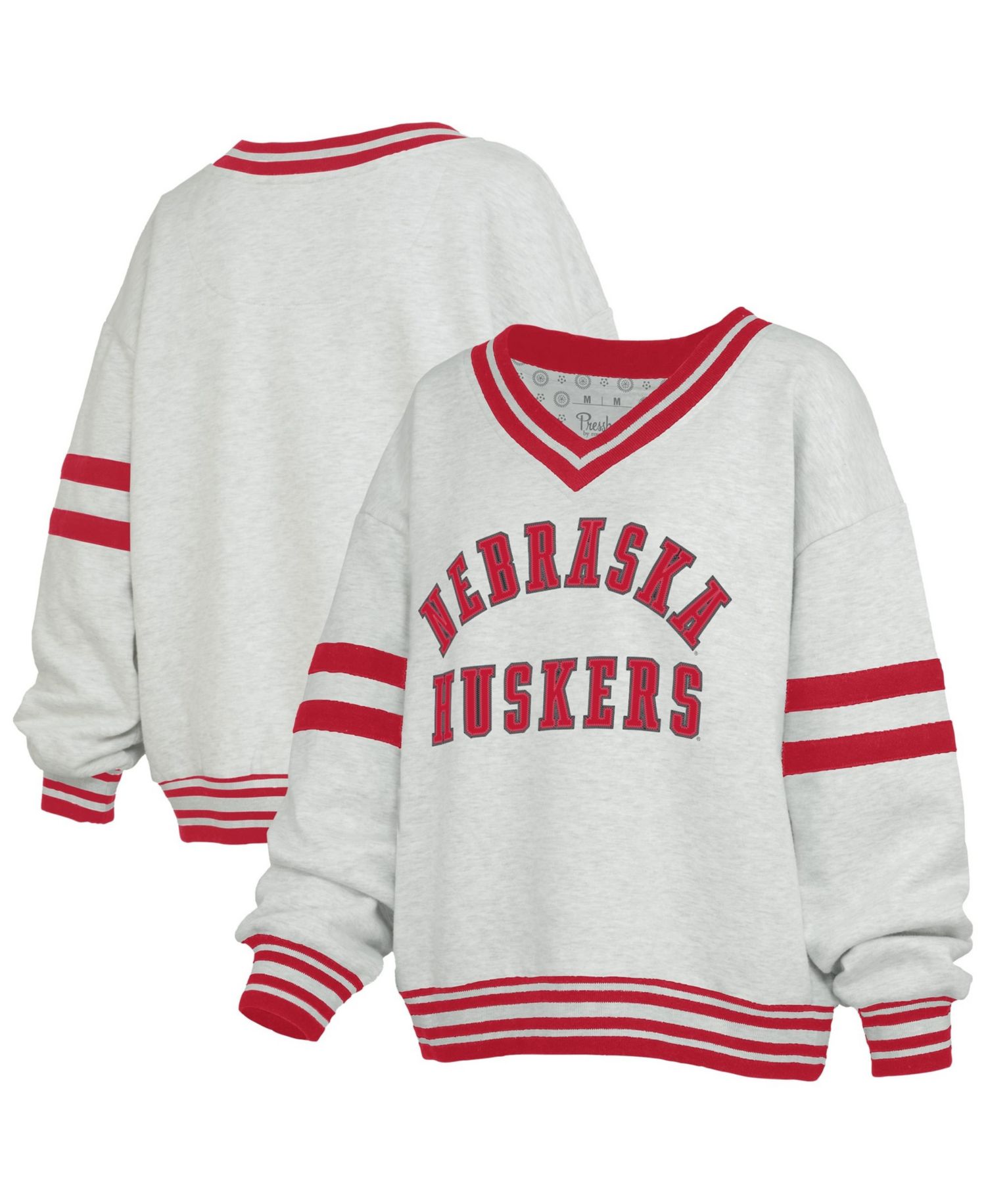 Women's Nebraska Huskers Oates Dropped-Shoulder Oversized V-Neck Sweatshirt