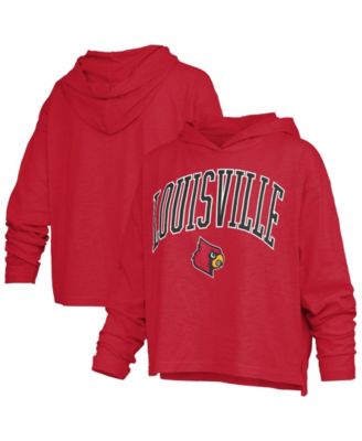Women's Louisville Cardinals Nelson Arch Over Logo Hooded Long Sleeve Oversized-Fit T-Shirt