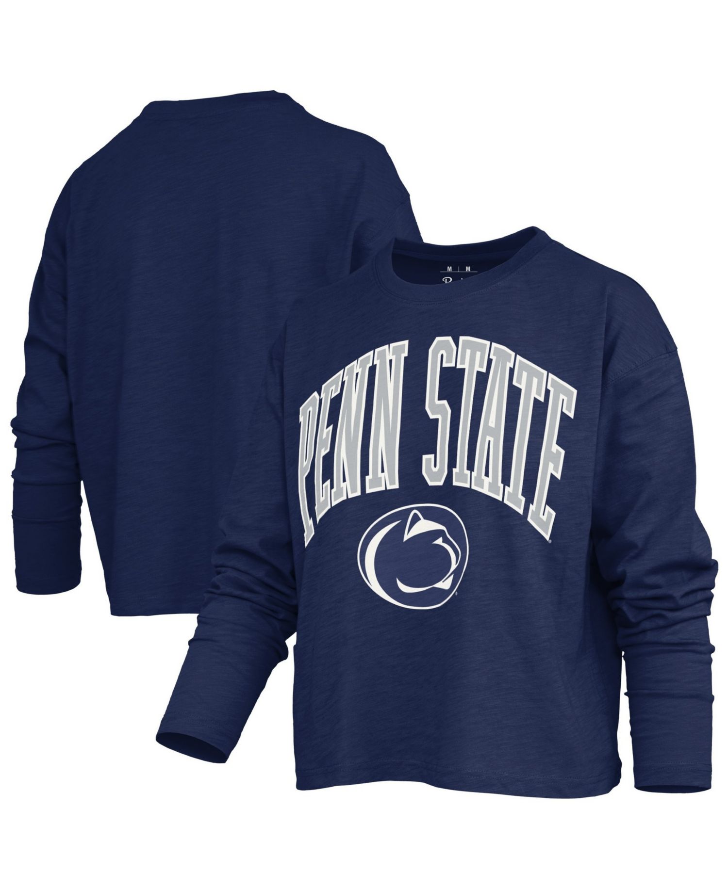 Women's Motley Penn State Nittany Lions Burnout Boxy Long-Sleeve Crewneck T-Shirt