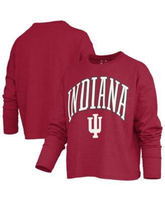 Women's Motley Indiana Hoosiers Burnout Crewneck Long-Sleeve T-Shirt