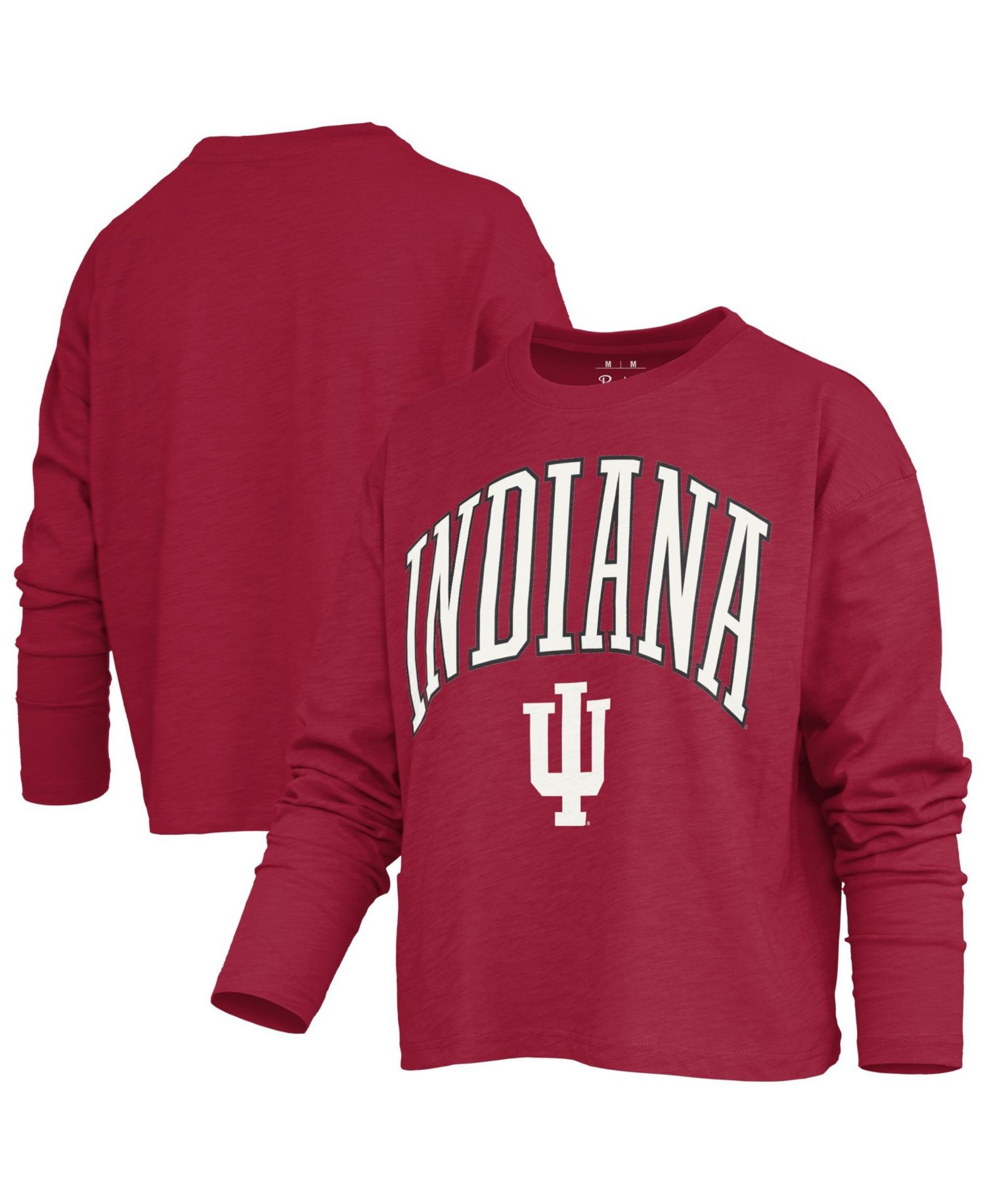Women's Motley Indiana Hoosiers Burnout Crewneck Long-Sleeve T-Shirt