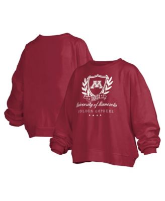 Women's Minnesota Golden Gophers Janice Oversized Fleece-Lined Embroidered-Graphic Pullover Sweatshirt