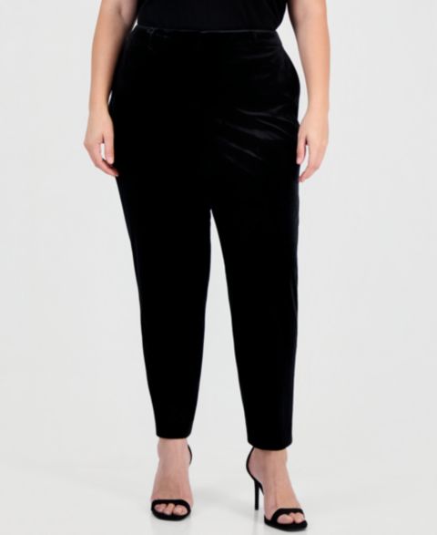 Женские брюки Tahari Plus Size Classic Velvet Bootcut Mid-Rise, цвет: Чёрный