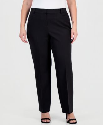 Plus Size Crepe Straight-Leg Mid-Rise Pants
