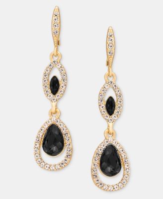 Gold-Tone Glass Drama Double Drop Earrings