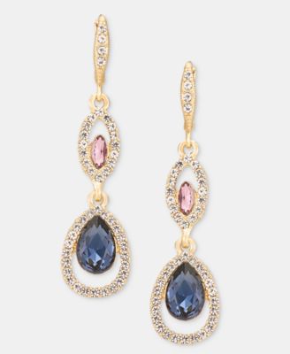 Gold-Tone Glass Drama Double Drop Earrings