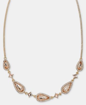 Metal-Tone Crystal Pear-Shaped Choker Necklace