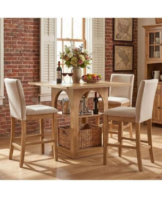 47.2" Square Bar Table with Storage Shelves