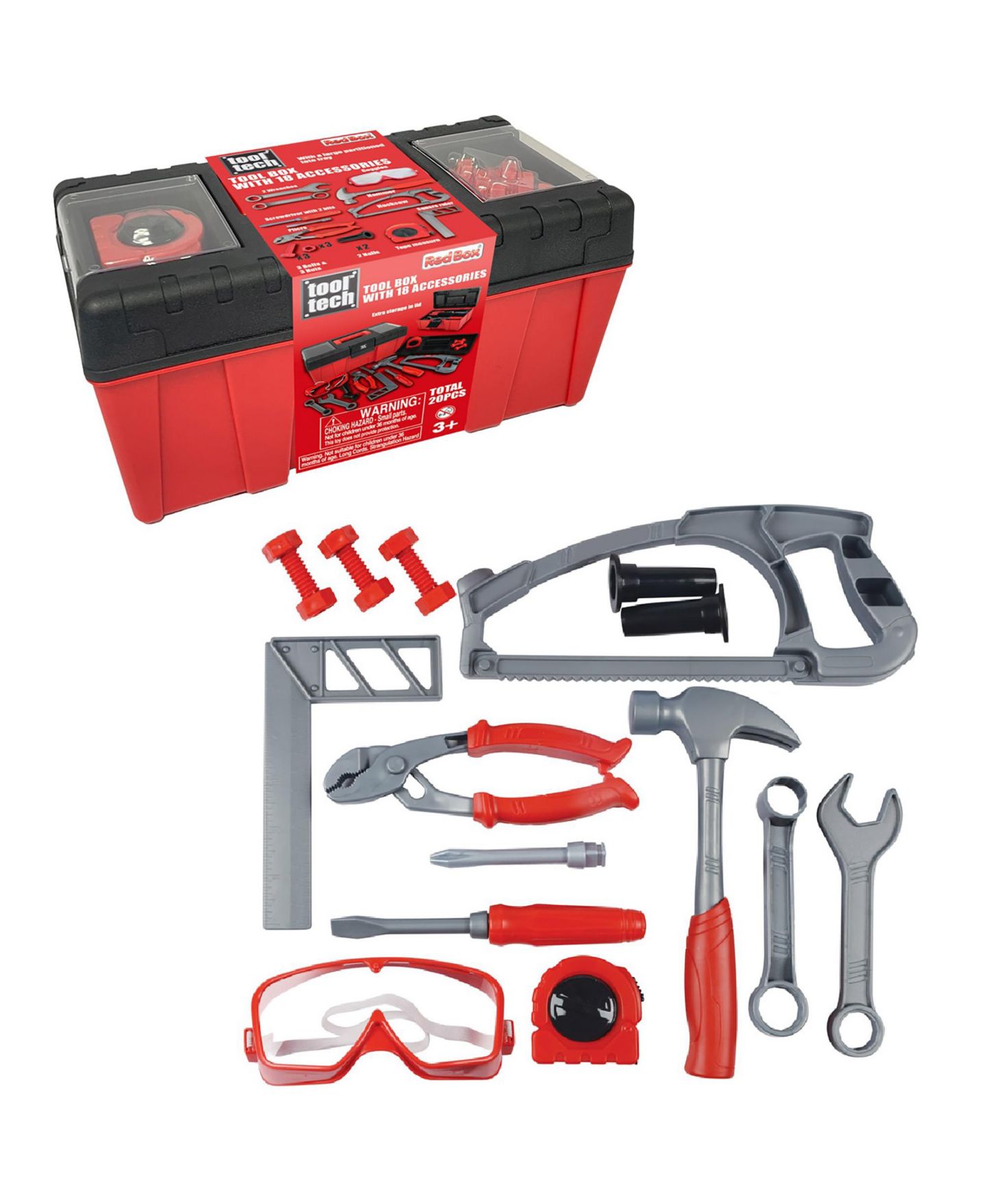 Детские игрушки Red Box Tool Tech 18-Piece Toolbox, Ages 3+, цвет: Open Miscellaneous — фото 7