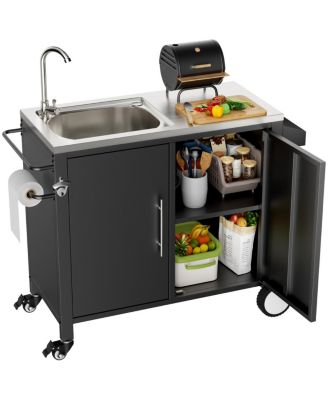 Streamdale Outdoor Grill Table with Sink and Cabinet L38" x W18" x H35