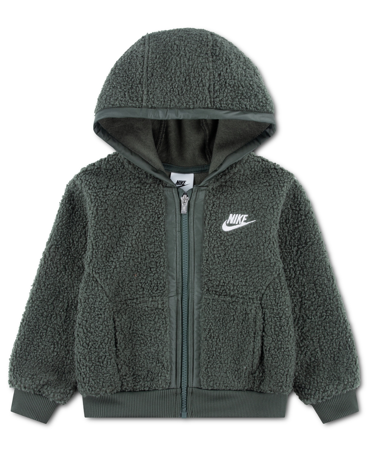 Nike Boys' and Girls' 2T-5T Lifestyle Essentials High-Pile Fleece Full-Zip Hoodie - Camo Green