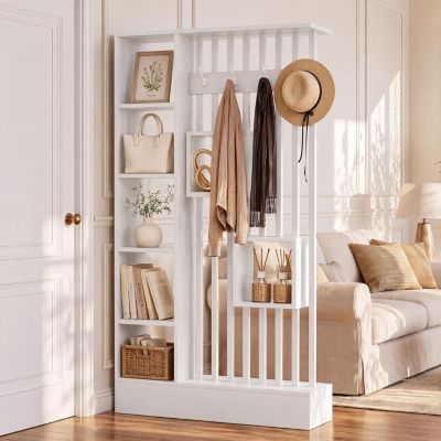 Room Divider with Shelves,71" H Freestanding Divider Screen