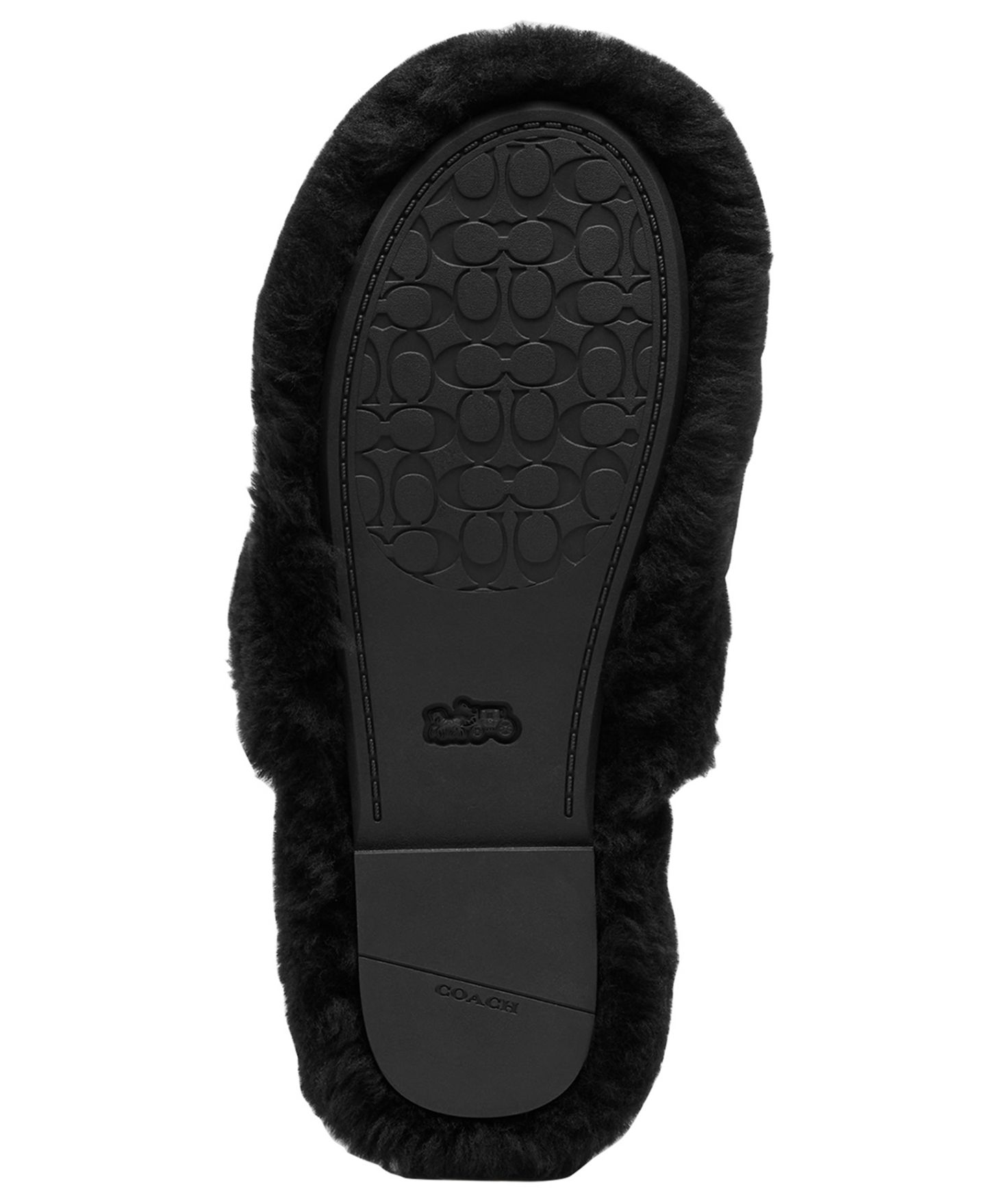 Женские тапочки COACH Slipper In Shearling Slip-On Slippers, цвет: Чёрный — фото 5