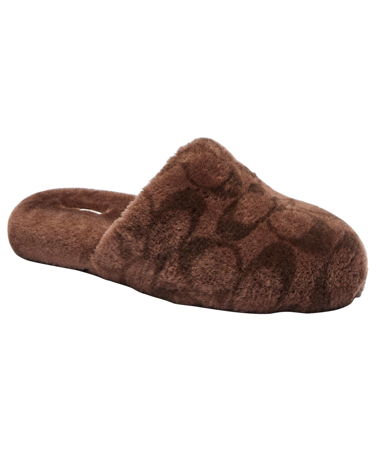 Женские тапочки-слипоны Coach Slipper In Signature с овчиной, цвет: Шоколадный — фото 1