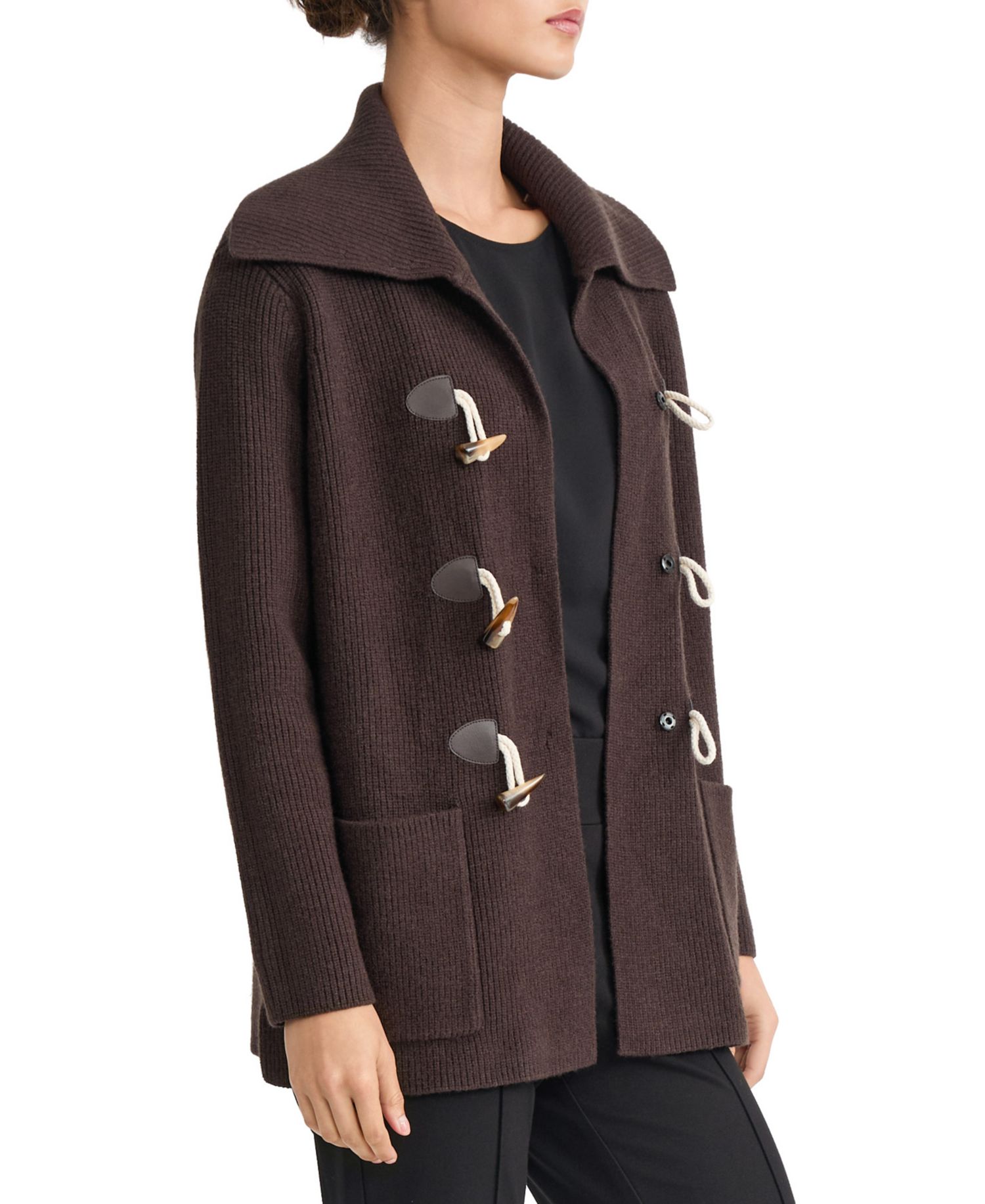Plus Size Collared Toggle-Front Long-Sleeve Blouse