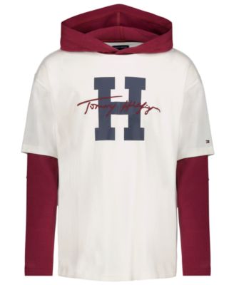 Boys' 2T-7 H Script Hooded Doubler Graphic Tee