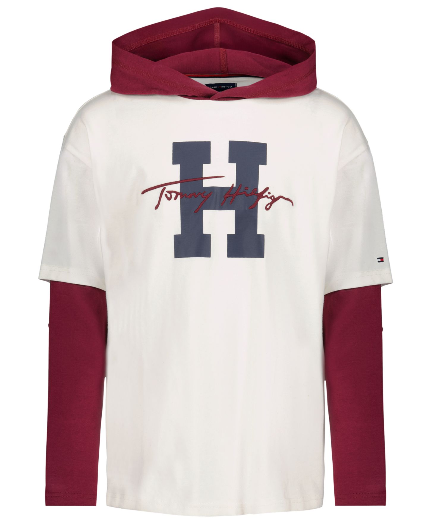Футболка Tommy Hilfiger H Script Hooded Doubler Graphic для мальчиков, цвет: Экрю — фото 1