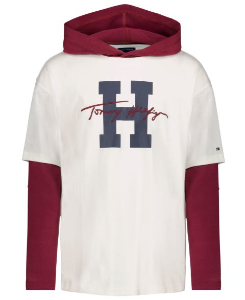 Футболка Tommy Hilfiger H Script Hooded Doubler Graphic для мальчиков, цвет: Экрю