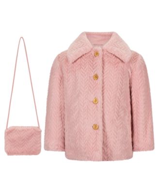 S Rothschild & CO Toddler Girls' 2T-5T Cozy Novelty Fur A-Line Jacket with Matching Handbag, Gift With Purchase, 2-Piece Set