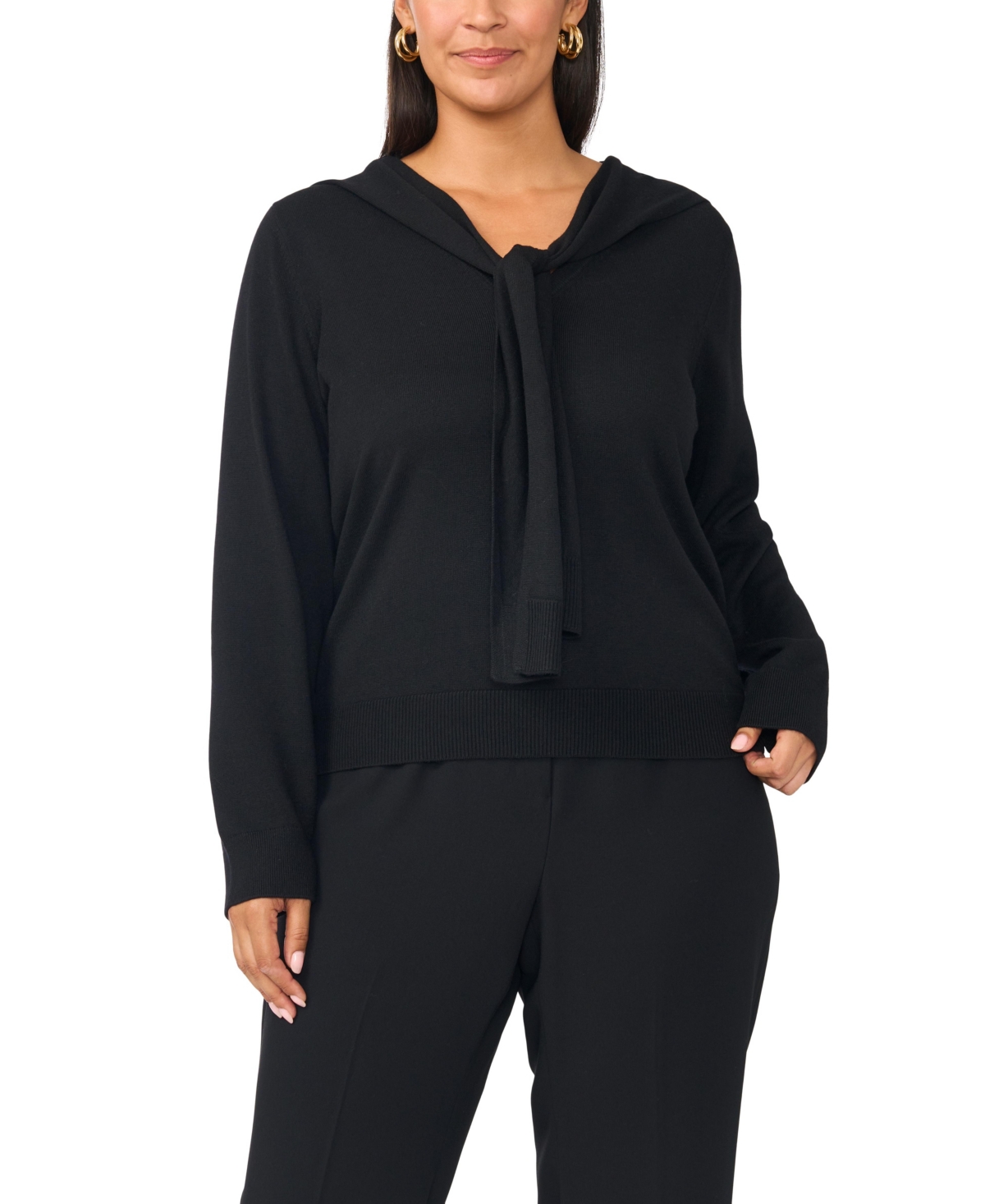 Vince Camuto Plus Faux-Wrap V-Neck Sweater