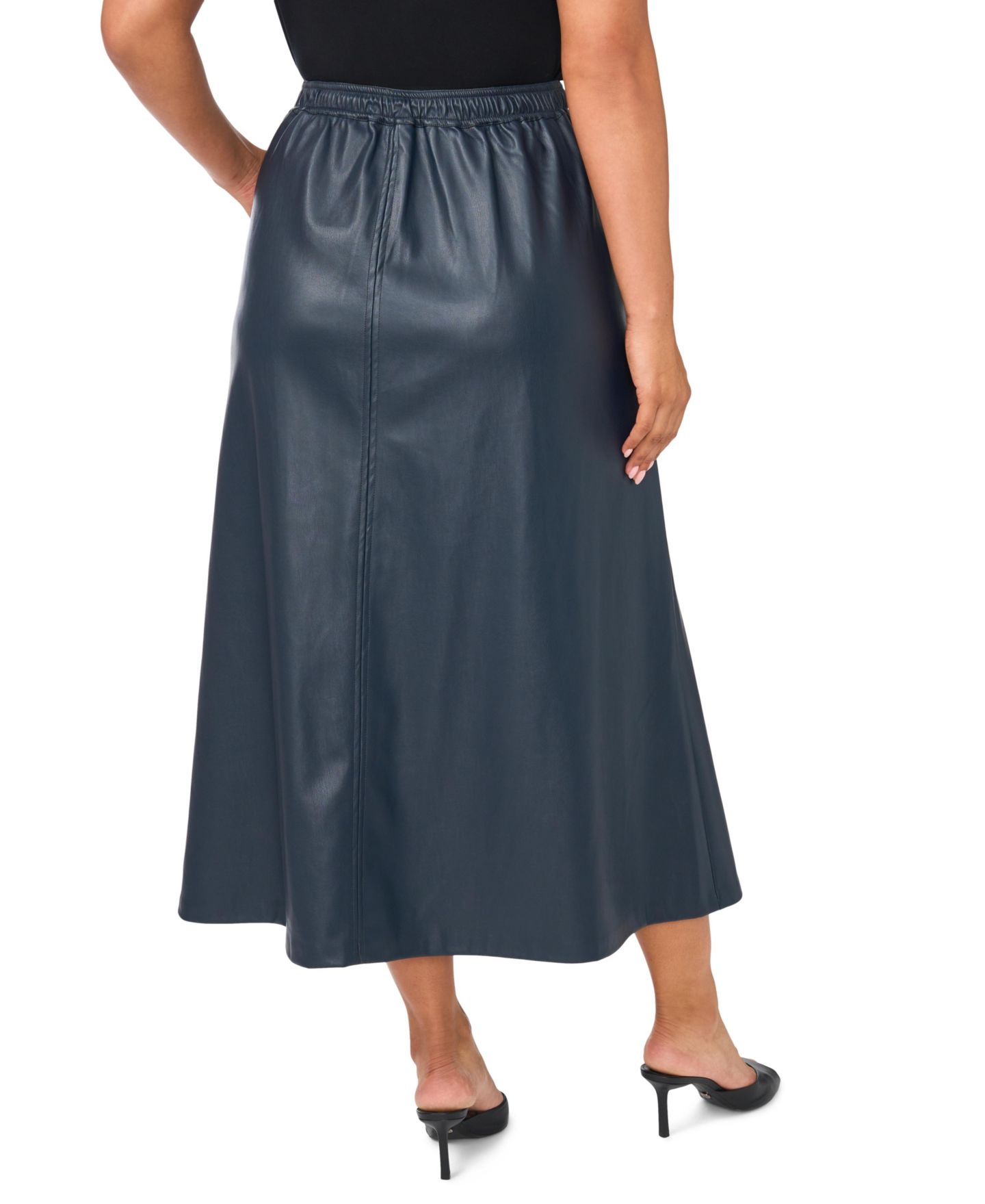 Женская юбка Vince Camuto Plus Size High-Waisted Maxi A-Line, цвет: Насыщенный тёмно-синий — фото 4