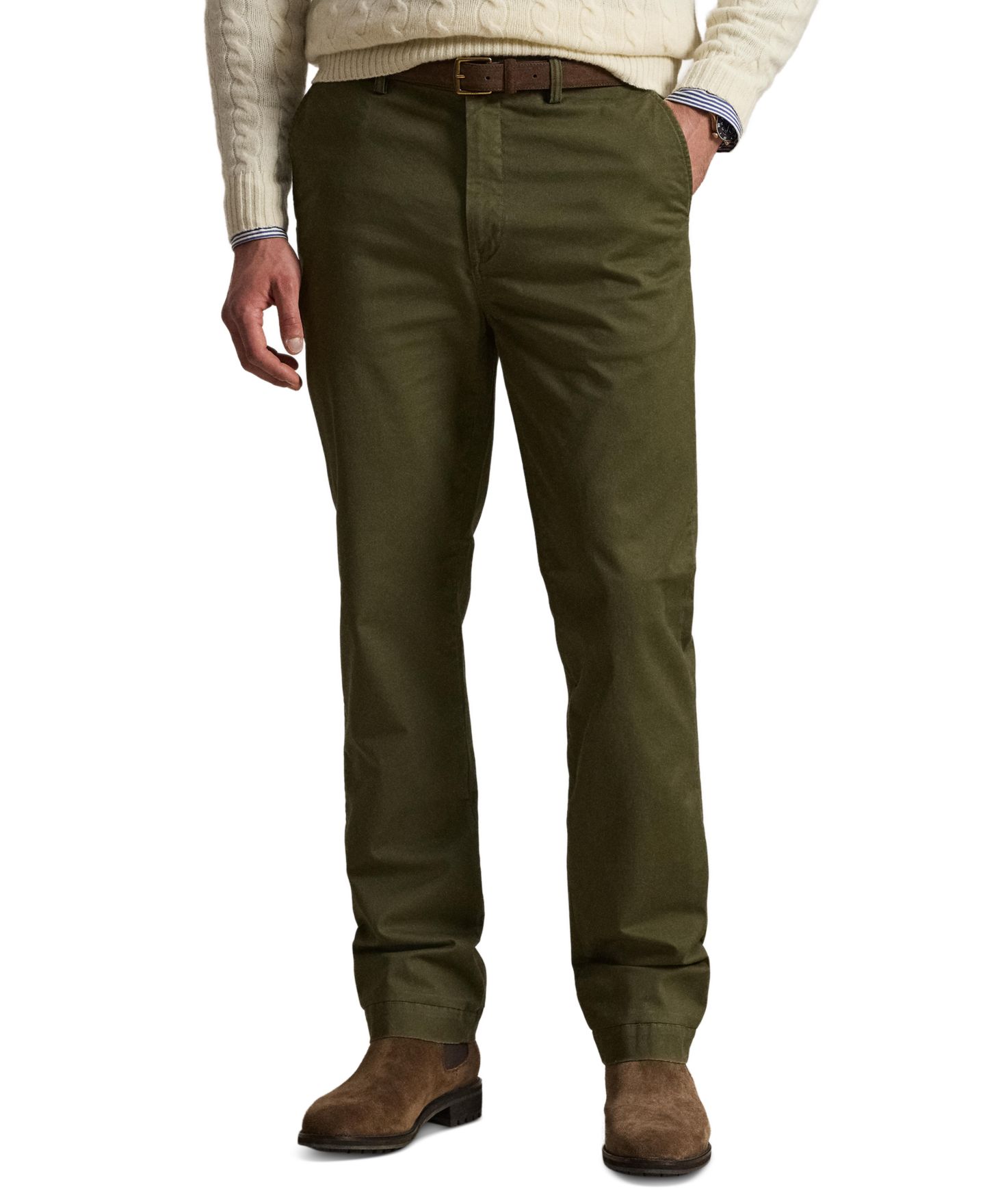 Мужские брюки Polo Ralph Lauren Big & Tall Stretch Washed Chino, цвет: Оливковый — фото 1