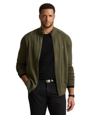 Men's Big & Tall Hybrid Full-Zip Mockneck Channel-Quilted Cardigan