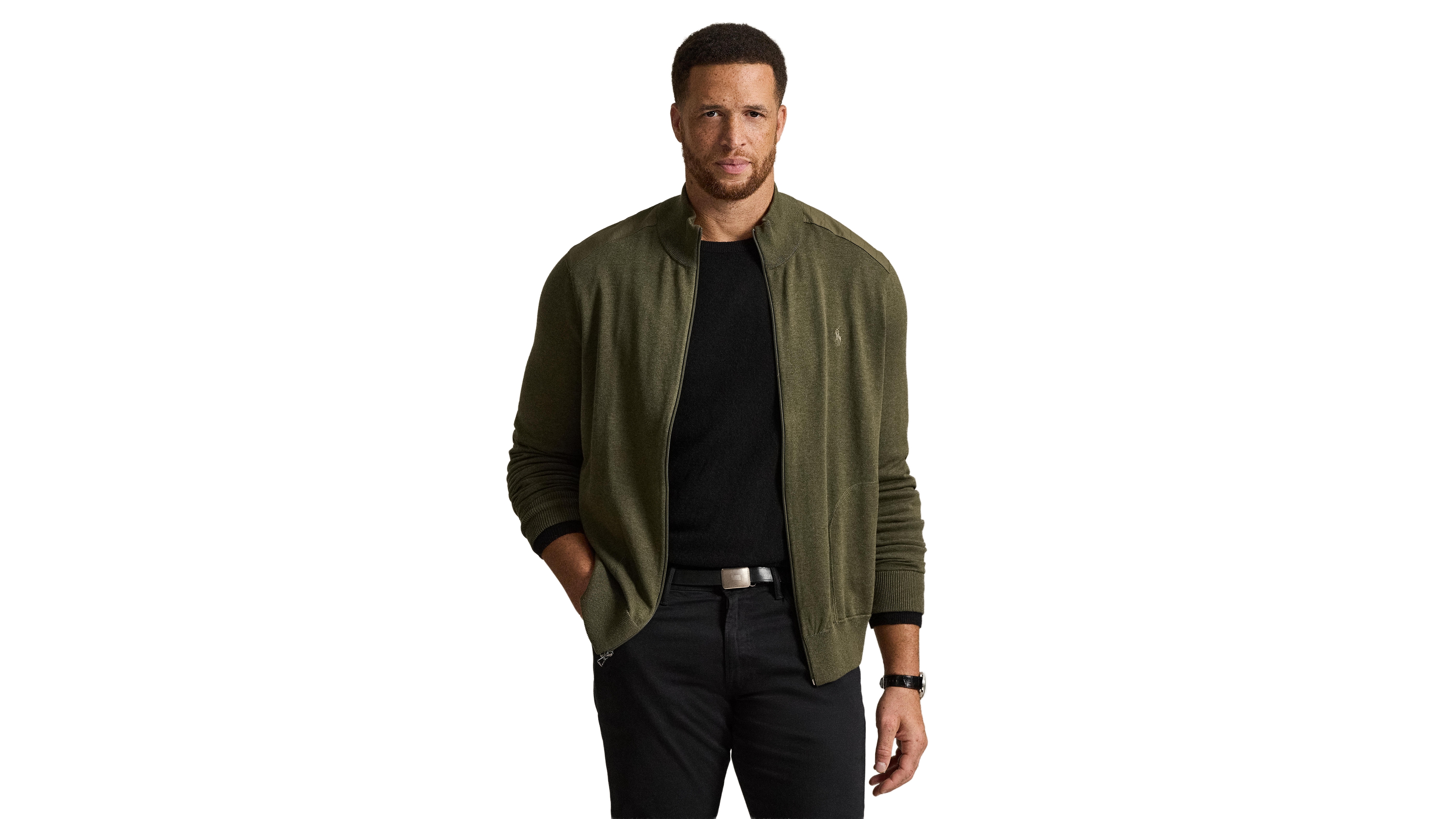Polo Ralph Lauren Men's Big & Tall Hybrid Full-Zip Mockneck Channel-Quilted Cardigan