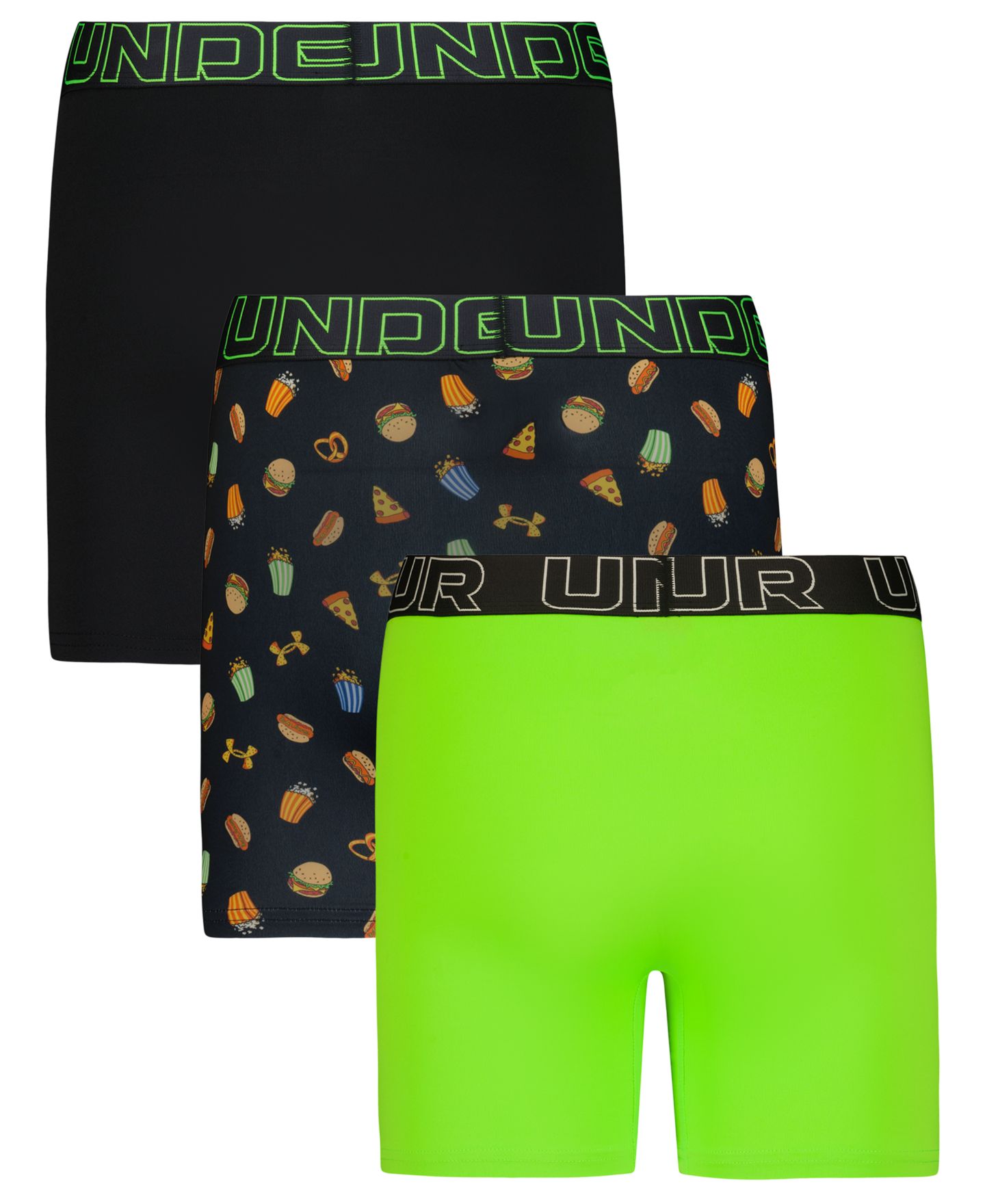 Трусы-боксеры Tech, 3 шт. — Under Armour, цвет: Чёрный / Зелёный — фото 2