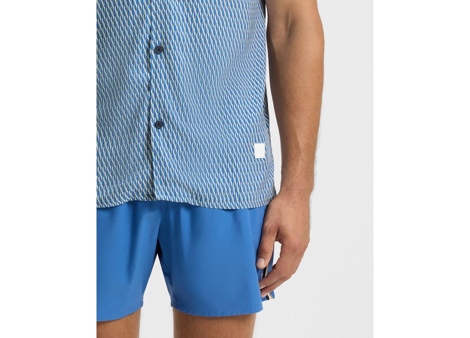 BOSS by Men's Spread-Collar Mini-Pattern-Print Beach Shirt