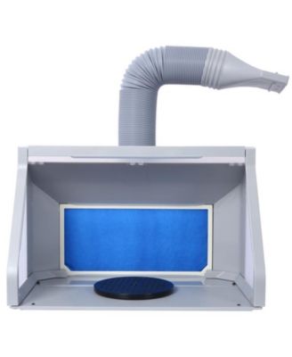 Portable Airbrush Paint Spray Booth Kit for Toy Model Parts - Pro Paint Set, Turn Table, Powerful Fan, LED Spray Booth, Hose Dual Fans