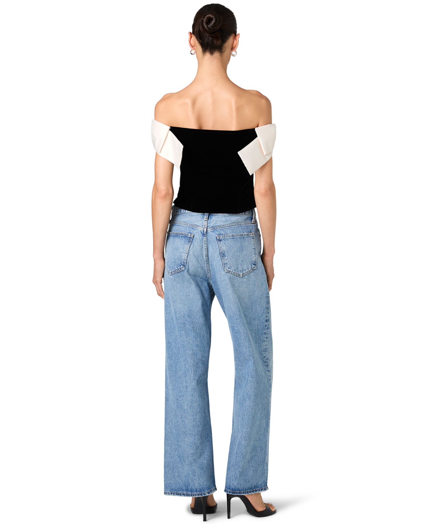 Women's Carey Off-The-Shoulder Velvet Satin-Bow Top