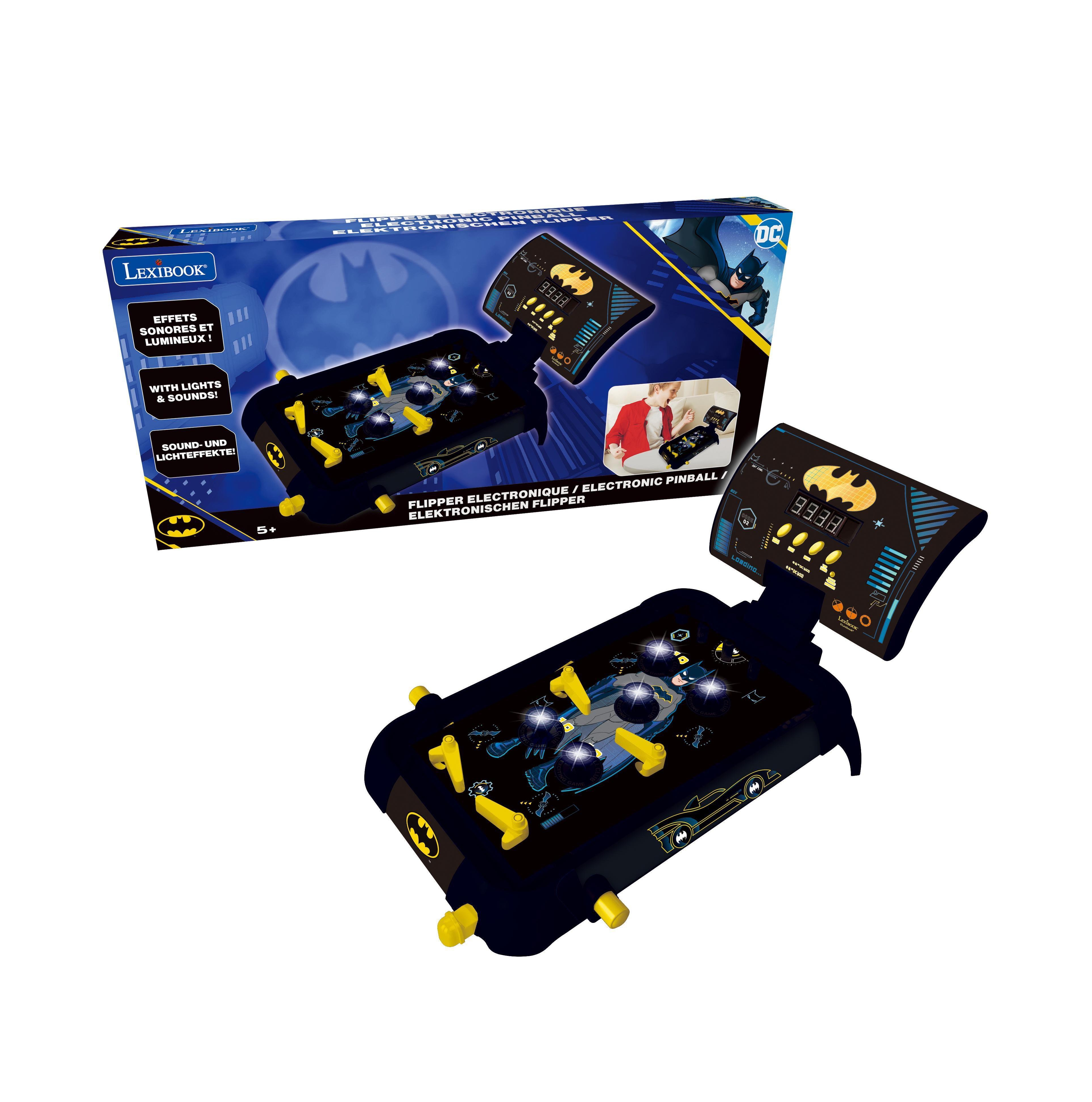 Warner Batman Electronic Pinball Machine, Fun Sounds and Light Effects, 5 Obstacles, Works with 3 LR14 Batteries, JG610BAT