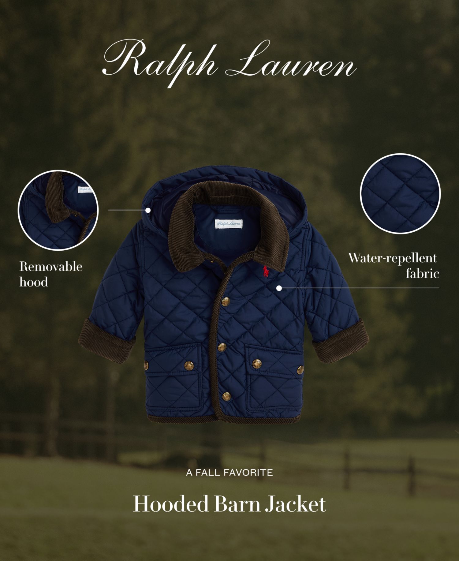 Baby Boys Corduroy-Trim Barn Jacket With Removable Hood