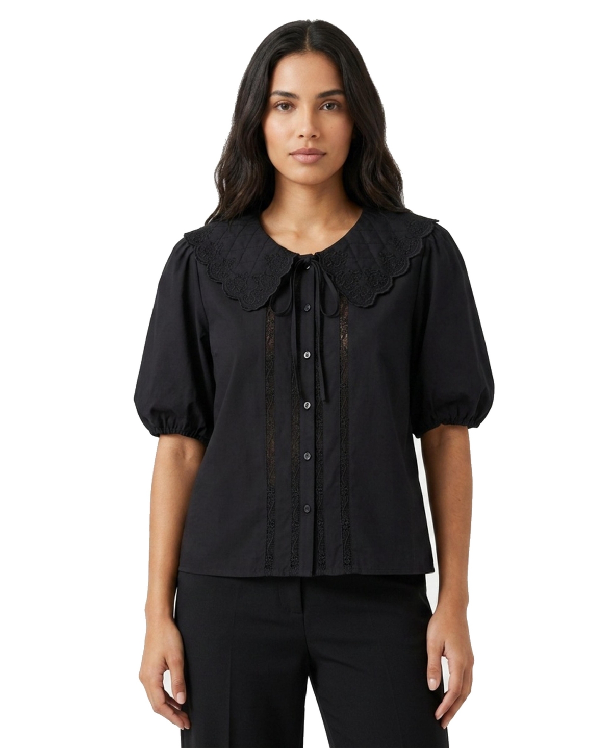Joie Women's Embroidered Peter Pan Collar Blouse