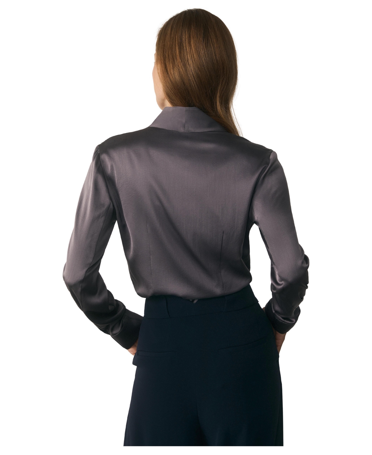 The Fold Women's Bowery Stretch Silk-Blend Long-Sleeve V-Neck Blouse