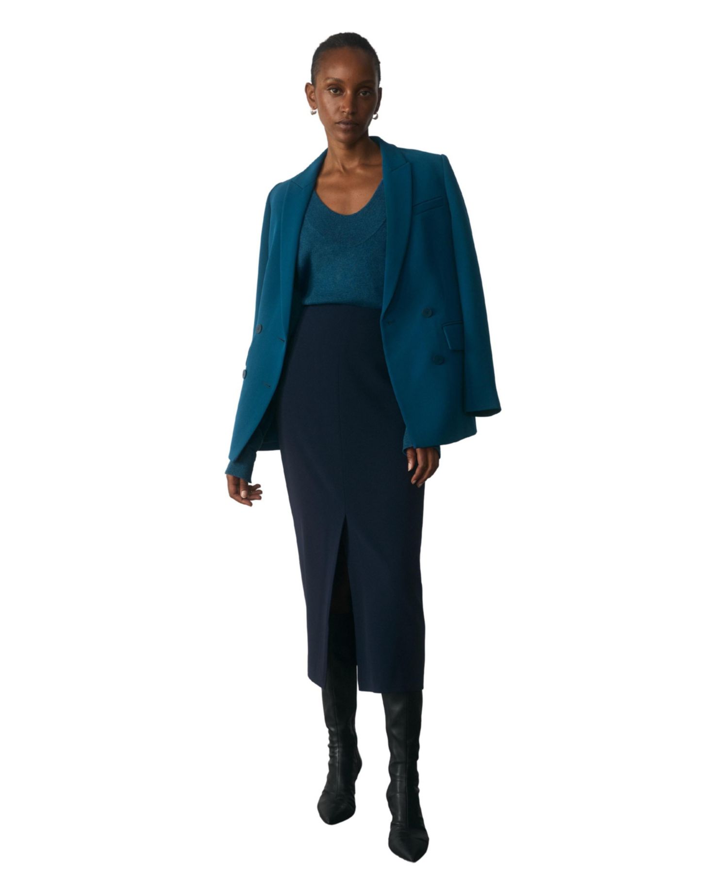Women's Almeida Longline Wrapped-Waist Blazer