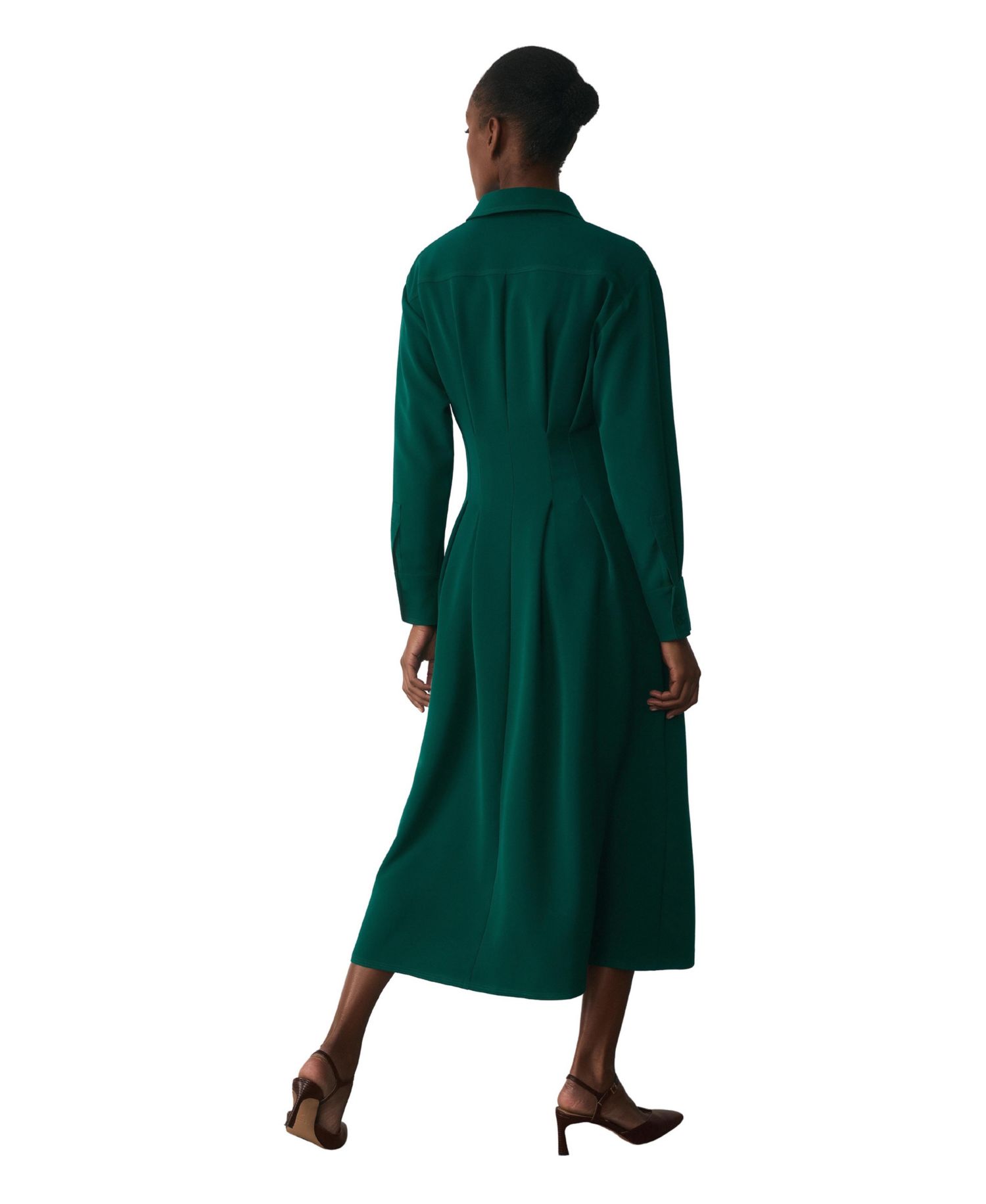 Women's Amara Long-Sleeve A-Line Midi Shirt Dress